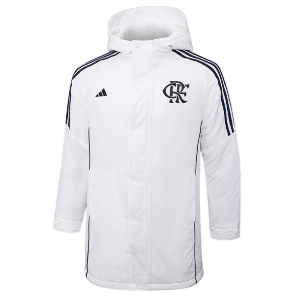 24-25 Flamengo White Hooded Windbreaker Fabric Cotton Coat #G205(黑标)