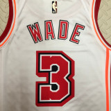 22-23 Heat WADE #3 White Top Quality Hot Pressing NBA Jersey (Retro Logo)