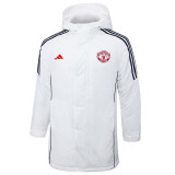 24-25 Man Utd White Hooded Windbreaker Fabric Cotton Coat #G219