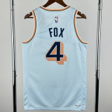 24-25 SA Spurs FOX #4 Light blue City Edition Top Quality Hot Pressing NBA Jersey (圆领）