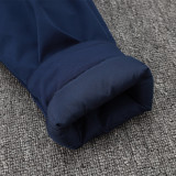 24-25 Spain Royal Blue Hooded Windbreaker Fabric Cotton Coat #G232