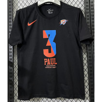 T189 OKC PAUL #3 Black High Quality Casual T-Shirt