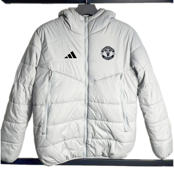 24-25 Man Utd White Hooded Cotton Coat #棉衣
