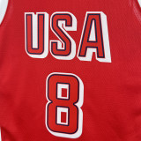 2024 Olympic Game USA LEONARD # 8 Red Basketball Jersey