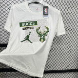 T197 Bucks Jordan White High Quality Casual T-Shirt