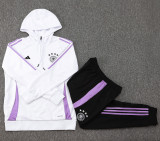 24-25 Germany White Hoodie Half Pull Tracksuit #F595半拉连帽