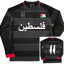 24-25 Palestina FC Black Green Long Sleeve Soccer Jersey (长袖)红袖边