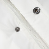 24-25 Argentina White Hooded Windbreaker Fabric Cotton Coat #G182(蓝标)