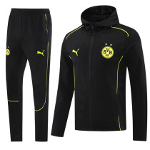 24-25 Dortmund Black Hoodie Jacket Tracksuit #02