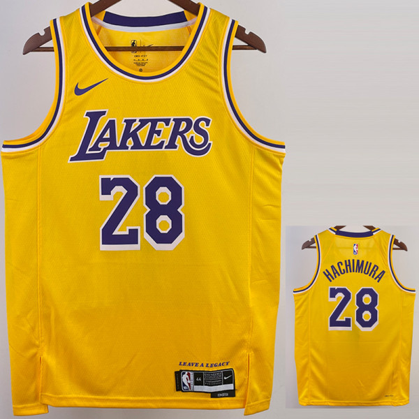 22-23 LAKERS HACHIMURA #28 Yellow Top Quality Hot Pressing NBA Jersey(圆领)