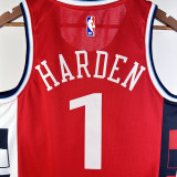 24-25 Clippers HARDEN #1 Red Top Quality Hot Pressing NBA Jersey (Trapeze Edition) 飞人版