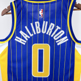 20-21 Indiana Pacers HALIBURTON #0 Blue City Edition Top Quality Hot Pressing NBA Jersey