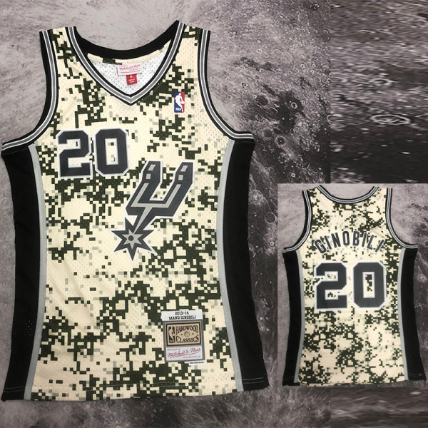 2013-14 SA Spurs GINOBILI #20 Green CamouflageTop Quality Hot Pressing NBA Jersey (迷彩）
