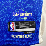 23-24 BUCKS ANTETOKOUNMPO #34 Blue City Edition Top Quality Hot Pressing NBA Jersey
