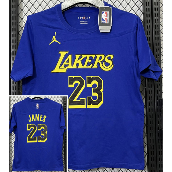 T183 Lakers Jordan JAMES #23 Blue High Quality Casual T-Shirt