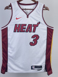 22-23 HEAT WADE #3 White Top Quality Hot Pressing NBA Jersey (V领）