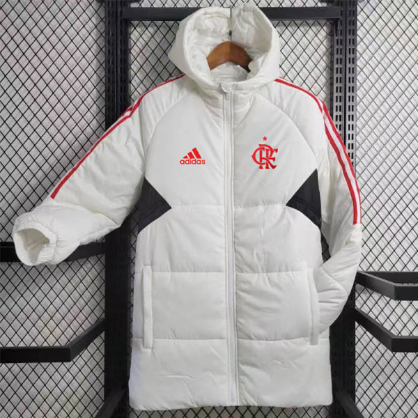 23-24 Flamengo White Hooded Cotton Coat Red Edge (红色边) 棉衣