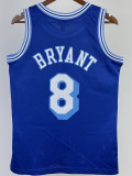 1996-97 LAKERS BRYANT #8 Blue Retro Top Quality Hot Pressing NBA Jersey(圆领）