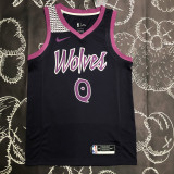 Timberwolves RUSSEL #0 Purple Black Top Quality Hot Pressing NBA Jersey