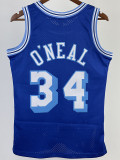 1996-97 LAKERS O'NEAL #34 Blue Retro Top Quality Hot Pressing NBA Jersey(圆领）