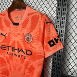 24-25 Man City Red Orange Goalkeeper Fans Soccer Jersey