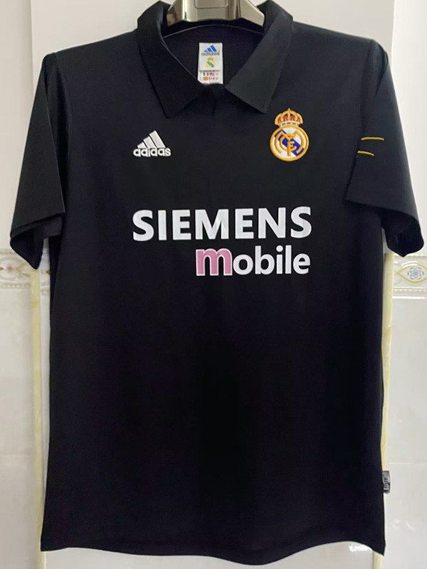 2002-2003 RMA Away Black Retro Soccer Jersey
