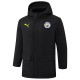 24-25 Man City Black Hooded Windbreaker Fabric Cotton Coat #G242(绿彪标)