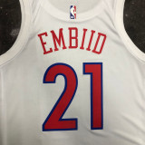 22-23 76ERS EMBIID #21 White City Edition Top Quality Hot Pressing NBA Jersey
