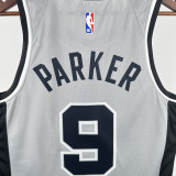 20-21 SA Spurs PARKER #9 Grey Top Quality Hot Pressing NBA Jersey (Trapeze Edition) 飞人版