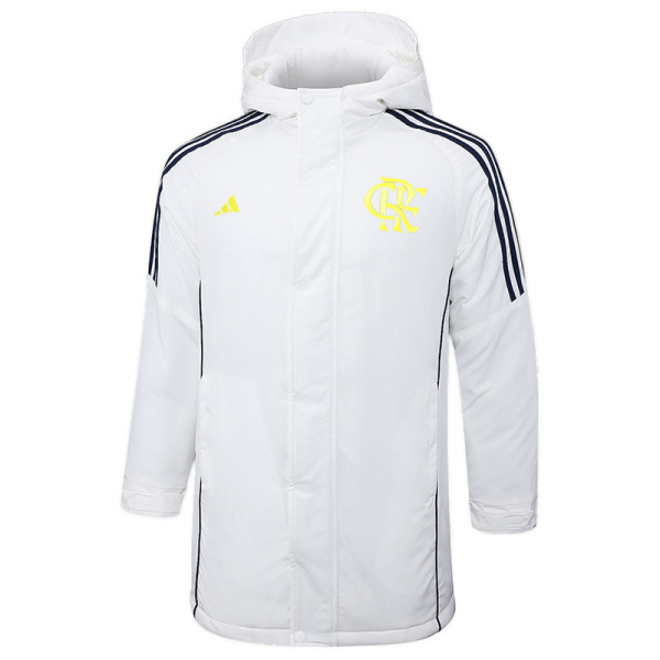 24-25 Flamengo White Hooded Windbreaker Fabric Cotton Coat #G204(黄标)
