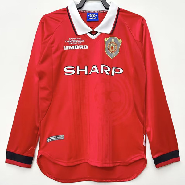 1999-2000 Man Utd Home Long Sleeve Retro Soccer Jersey (长袖)(决赛版)
