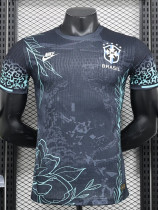 24-25 Brazil Black Special Edition Player Version Soccer Jersey 绿花边