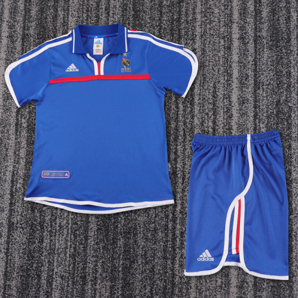 2000 France Home Kids Retro Soccer Jersey