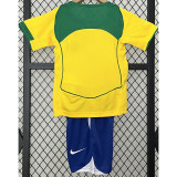 2004 Brazil Home Kids Retro Soccer Jersey