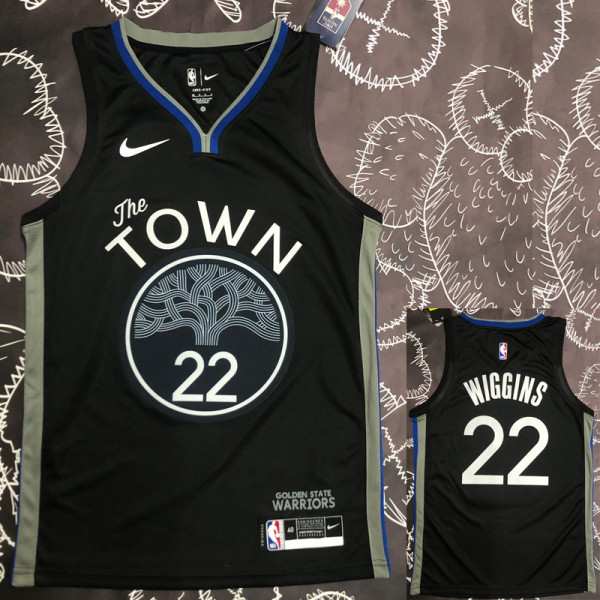2020 Warriors WIGGINS #22 Black Grey Top Quality Hot Pressing NBA Jersey