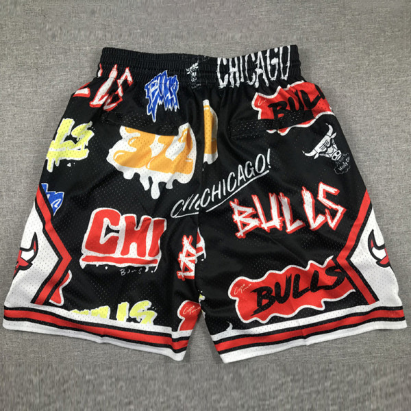 BULLS Black City Edition Top Quality NBA Pocket Pants #公牛涂鸦