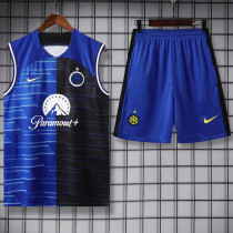 24-25 INT Blue-Black Tank top and shorts suit (条纹)