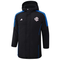 24-25 Internacional Black Hooded Windbreaker Fabric Cotton Coat #G196