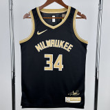 23-24 BUCKS ANTETOKOUNMPO #34 Black Glory Edition Top Quality Hot Pressing NBA Jersey 荣耀版