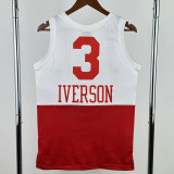 2003-04 76ERS IVERSON #3 White Red Retro Top Quality Hot Pressing NBA Jersey