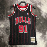 1996 BULLS RODMAN #91 Black Retro Top Quality Hot Pressing NBA Jersey