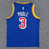 Warriors POOLE #3 Blue 75th Anniversary Retro NBA Jersey