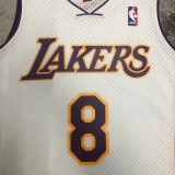2003-04 LAKERS BRYANT #8 White Retro Top Quality Hot Pressing NBA Jersey(V领)