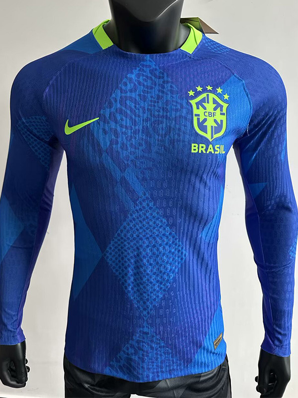 25-26 Brazil W Away Long Sleeve Player Version Soccer Jersey (长袖球员)(带星)