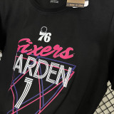 T162 76ERS HARDEN #1 Black High Quality Casual T-Shirt