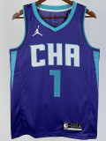 2019-20 HORNETS BALL #1 Blue CHA Top Quality Hot Pressing NBA Jersey (Trapeze Edition) 飞人版