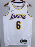 22-23 LAKERS JAMES #6 White Top Quality Hot Pressing NBA Jersey(圆领)