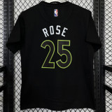 T181 Timberwolves ROSE #25 Black High Quality Casual T-Shirt