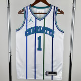 2018-2019 HORNETS BALL #1 White Retro Top Quality Hot Pressing NBA Jersey