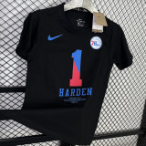 T139 76ERS HARDEN #1 Black High Quality Casual T-Shirt